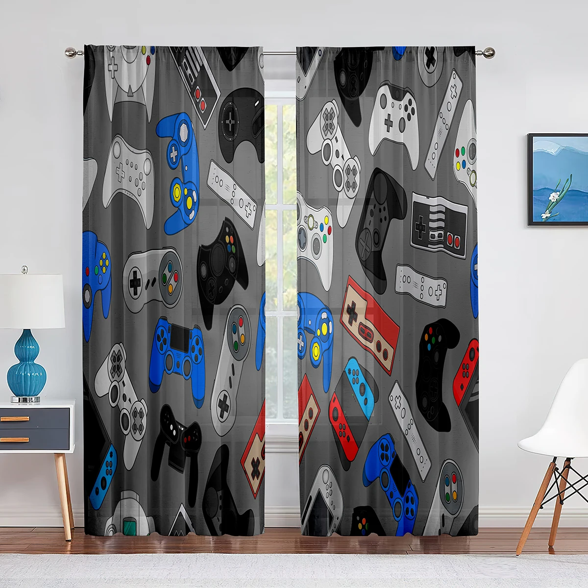 Cortinas com padrão de control - Retro Gaming Youtube avaliação e preço