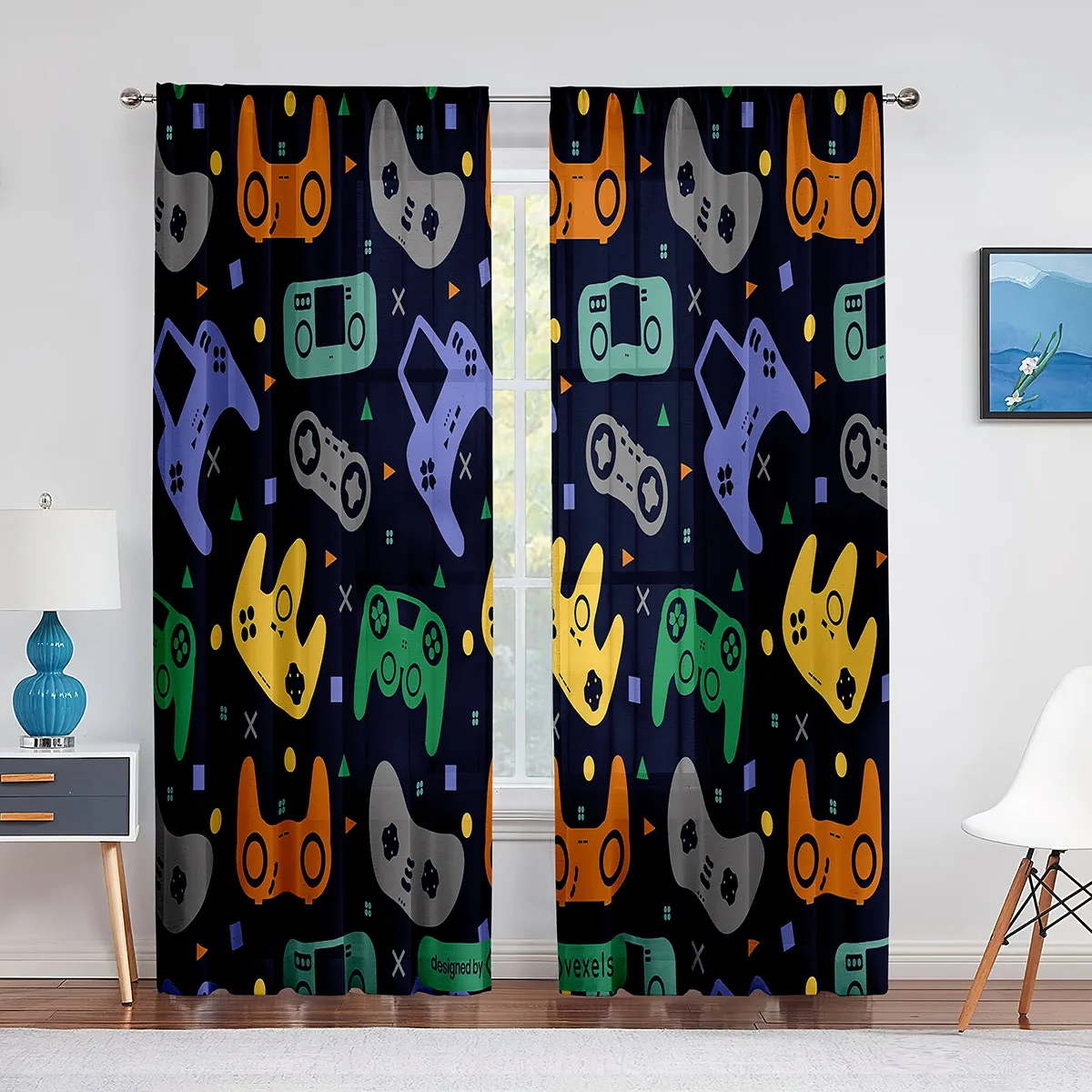 Cortinas com padrão de control - Retro Gaming Youtube avaliação e preço