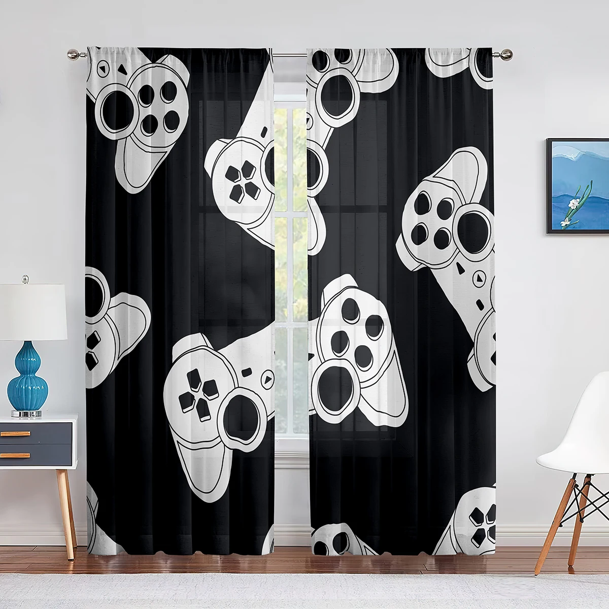 Cortinas com padrão de control - Retro Gaming Youtube avaliação e preço